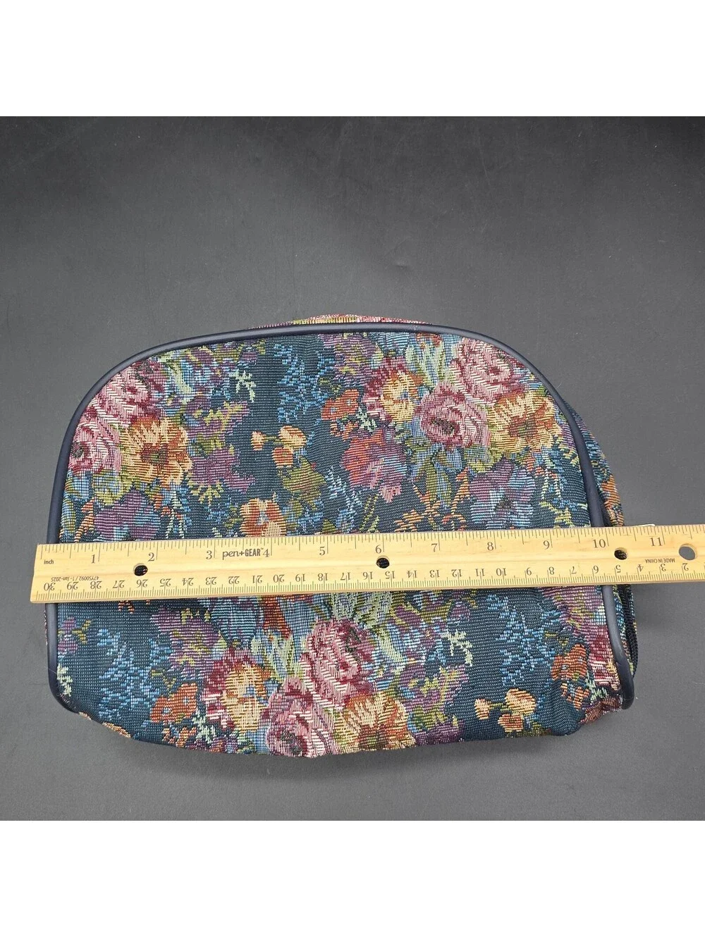 Vintage Jaguar Floral Tapestry Cosmetic Bag JCPenney Makeup Pouch RN 93877 Vtg